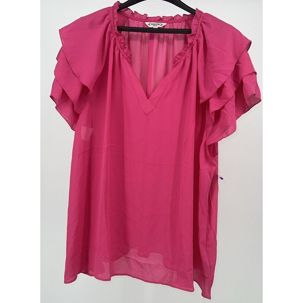 Women's Plus Size 3X Nanette Lepore Ruffle Top Pink NWOT